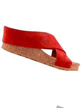 Yokono Red Suede Wedge Sandals comfortable boho made in Spain 6.5 NWT
